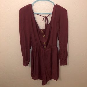 Red button up romper